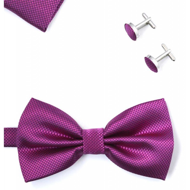 Set papion, batista si butoni violet deschis 